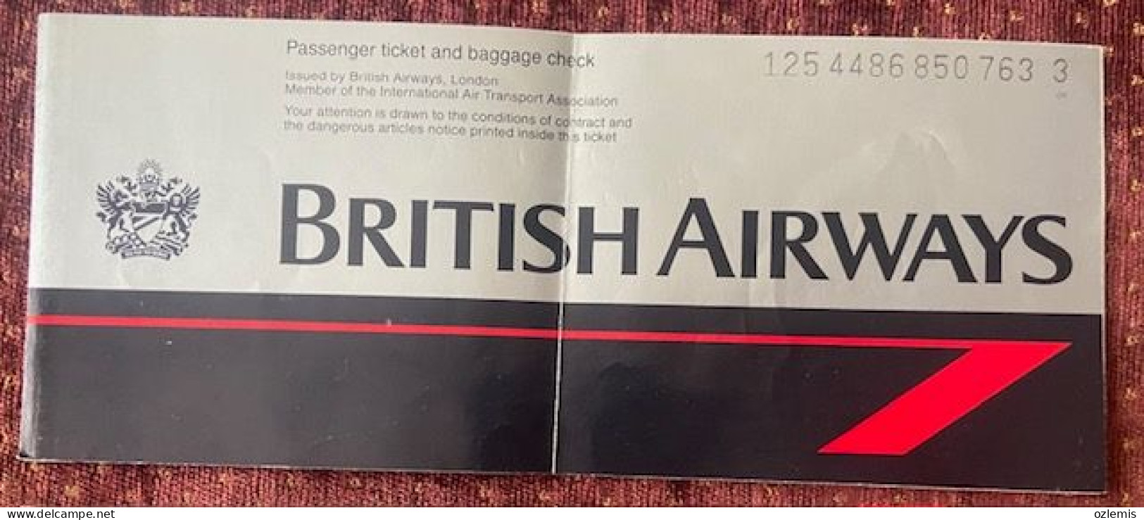 BRITISH AIRWAYS, PASSENGER TICKET  ,1988 ,TICKET - Billetes
