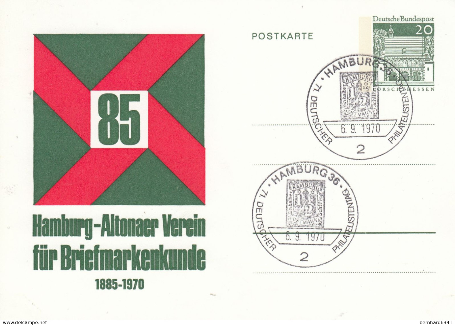PP 38/16 85 Hamburg-Altonaer Verein Für Briefmarkenkunde 1885 - 1970, Hamburg 36 - Private Postcards - Mint