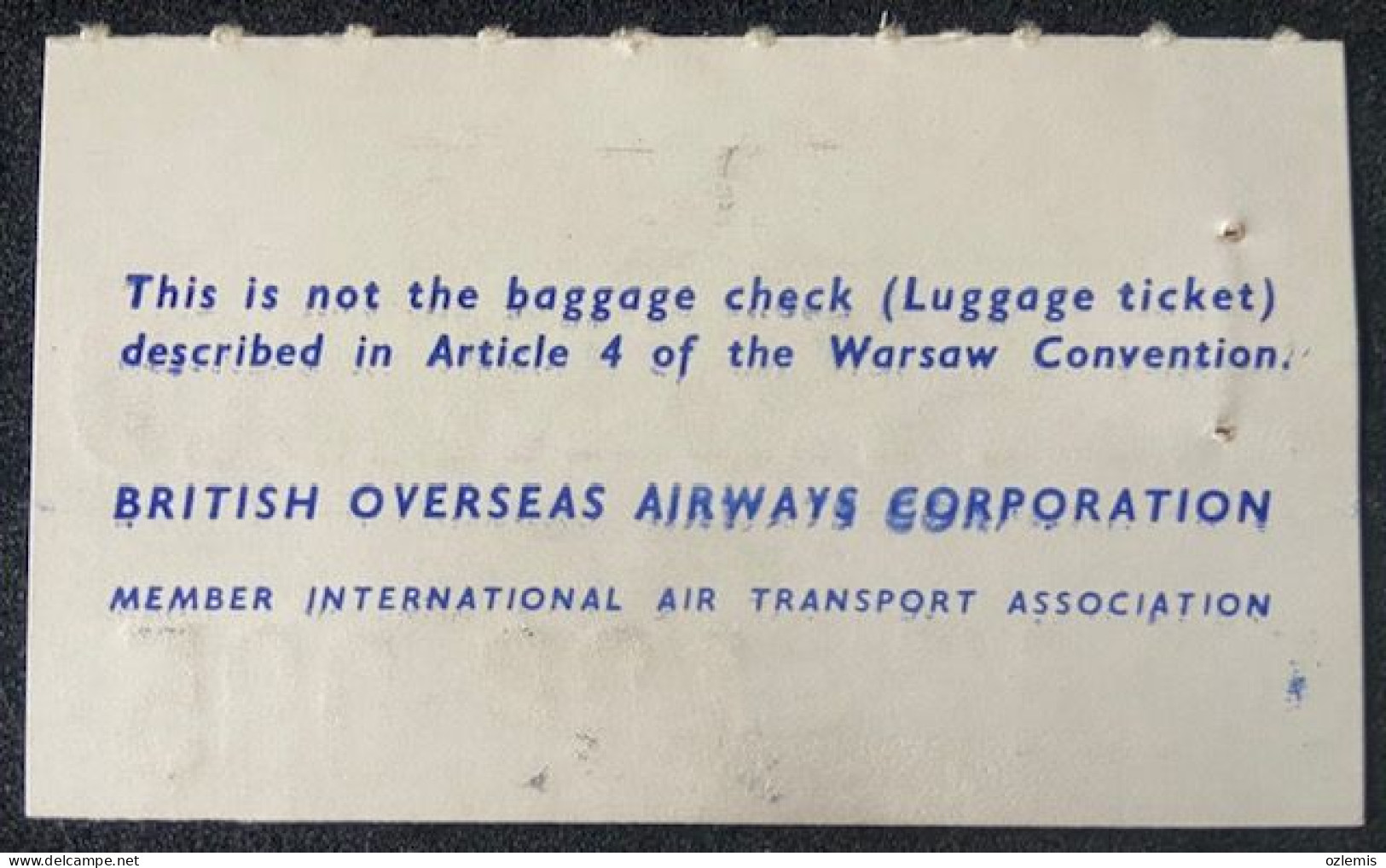 B.O.A.C. BRITISH AIRWAYS. BAGGAGE CHECK, - Aufklebschilder Und Gepäckbeschriftung