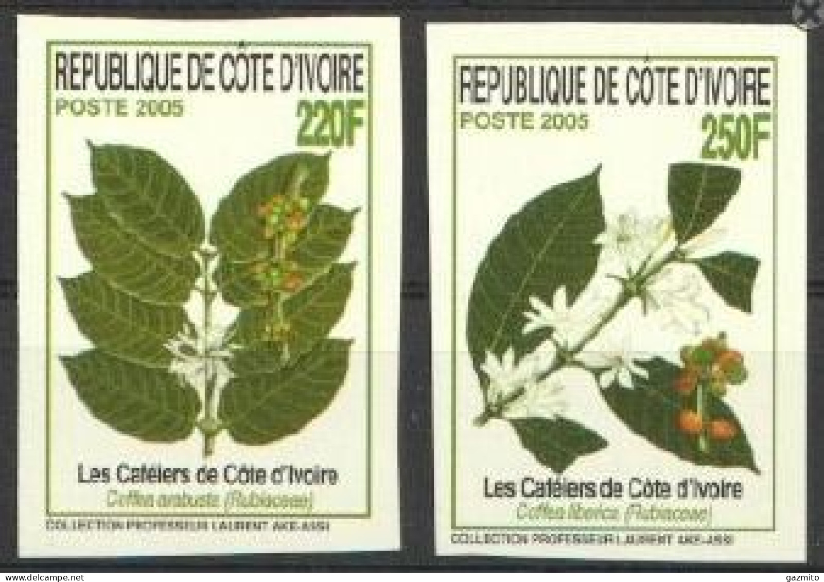 Ivory Coast 2005, Coffe Plants, 2val IMPERFORATED - Alimentation
