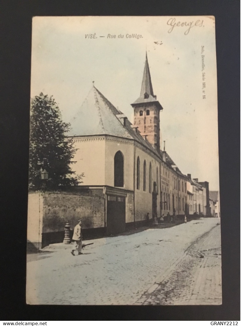 VISÉ «  RUE DU COLLÈGE 1907 «  PANORAMA,COULEUR,ANIMÉE. - Wezet