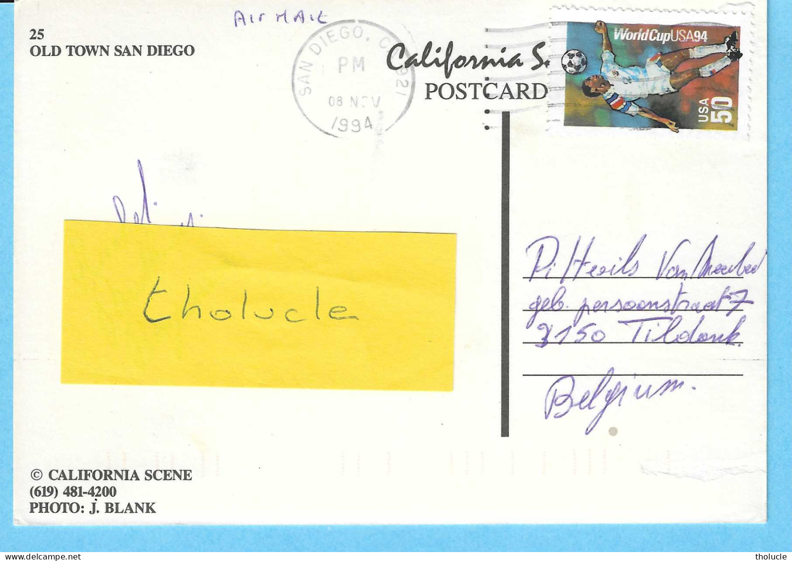 San Diego-CA*California Scene-Old Town- Stamp-Soccer-Football-World Cup USA 1994 - San Diego