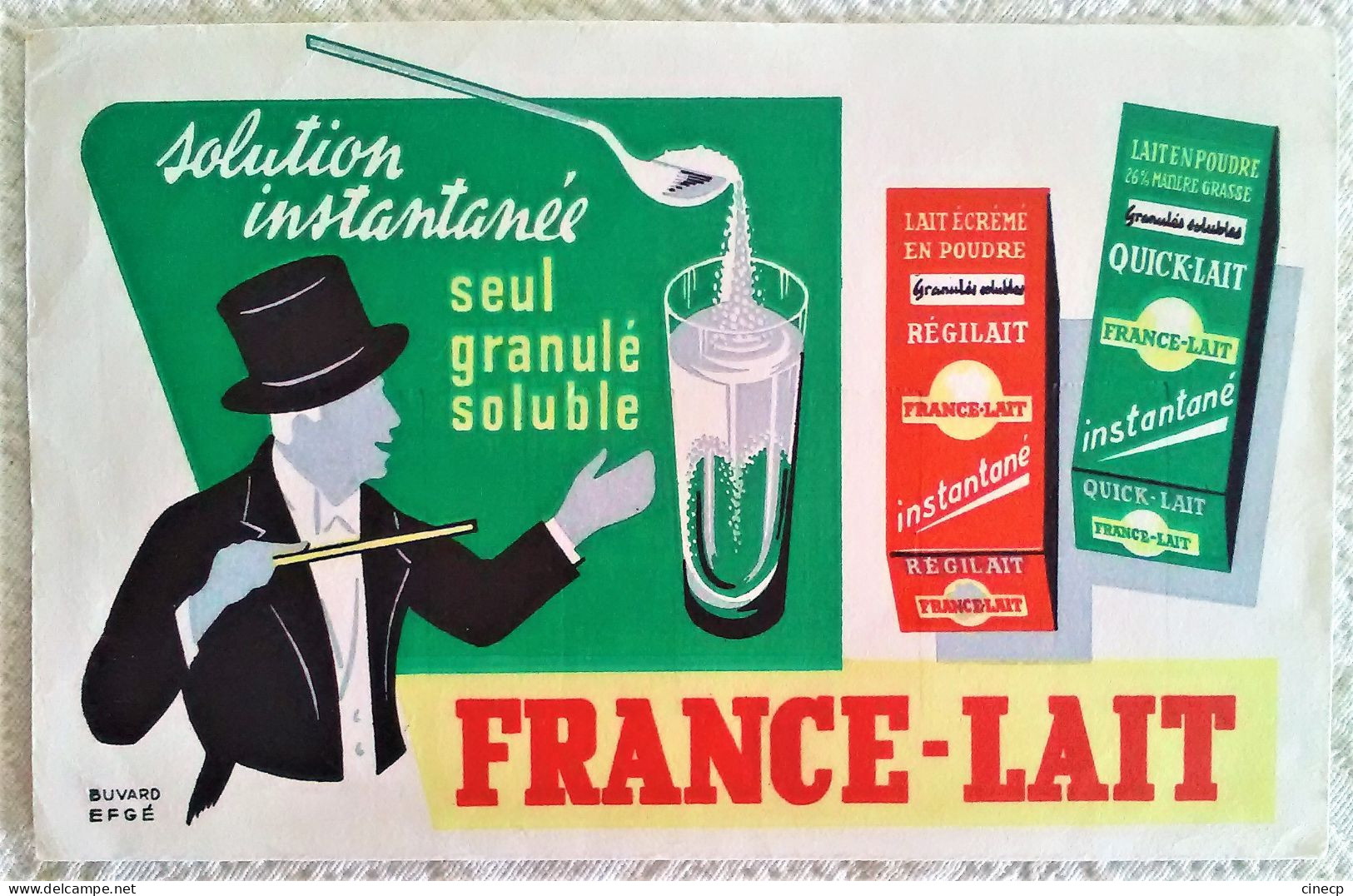 Buvard PUB FRANCE - LAIT SOLUTION INSTANTANE SOLUBLE REGILAIT BUVARD EFGE MAGICIEN - Produits Laitiers