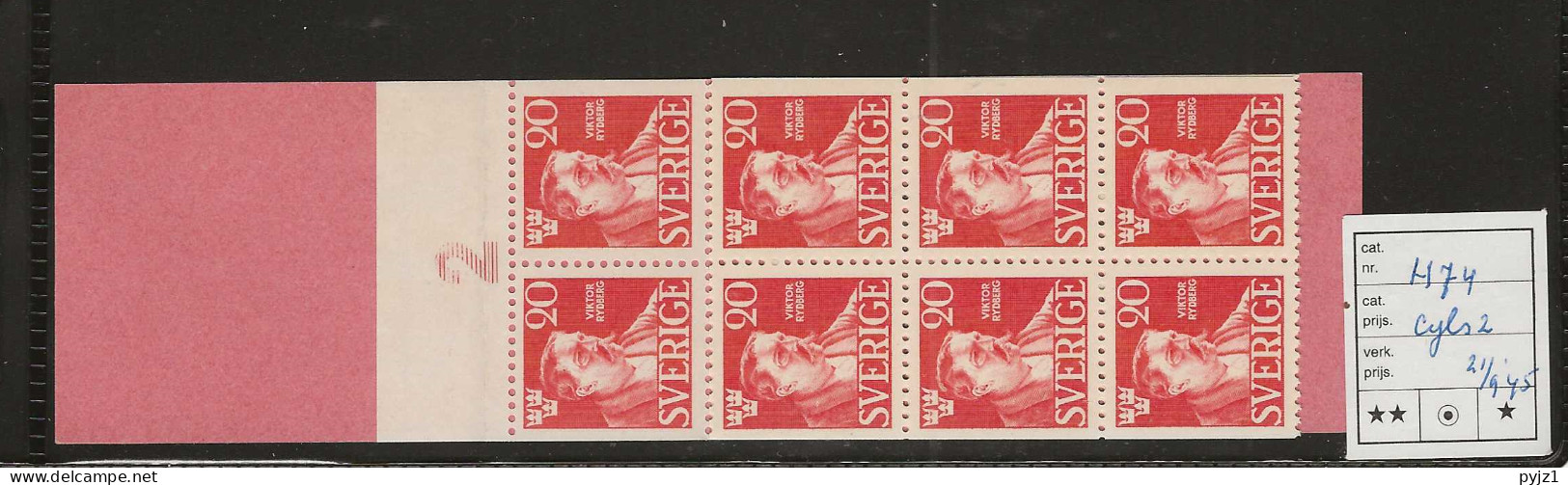 1945 MNH Sweden Booklet Facit H74 Cyls 2 Postfris** - 1904-50