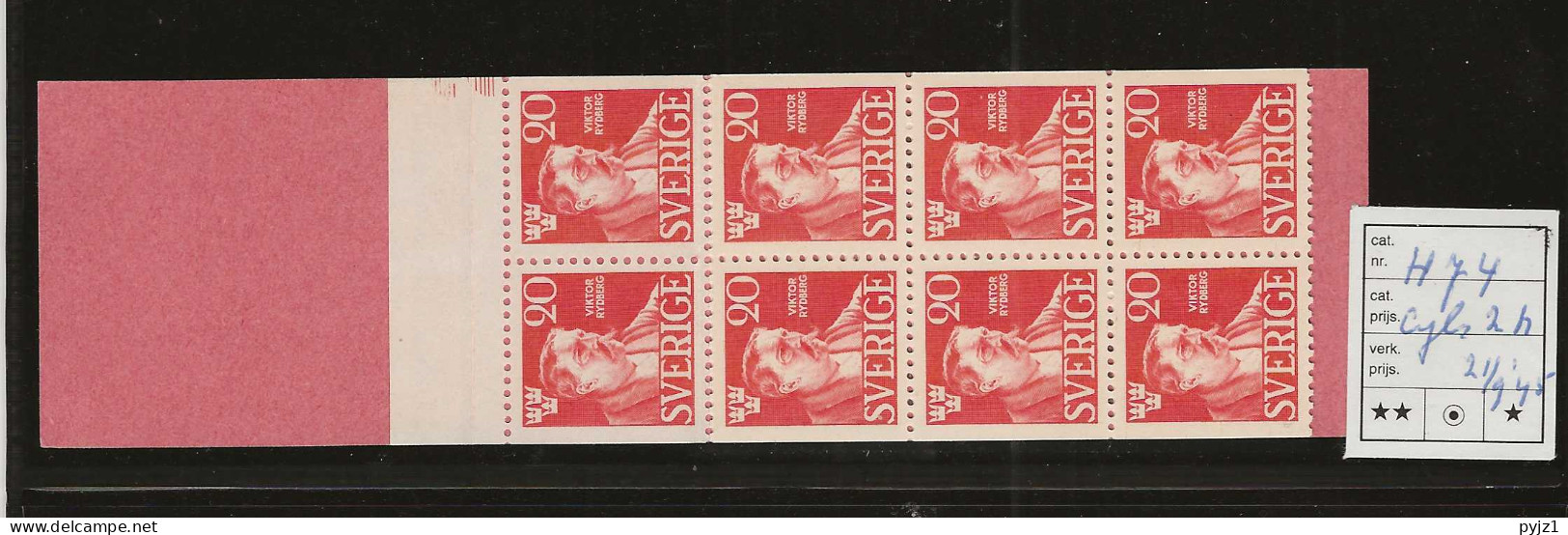1945 MNH Sweden Booklet Facit H74 Cyls 2 H Postfris** - 1904-50