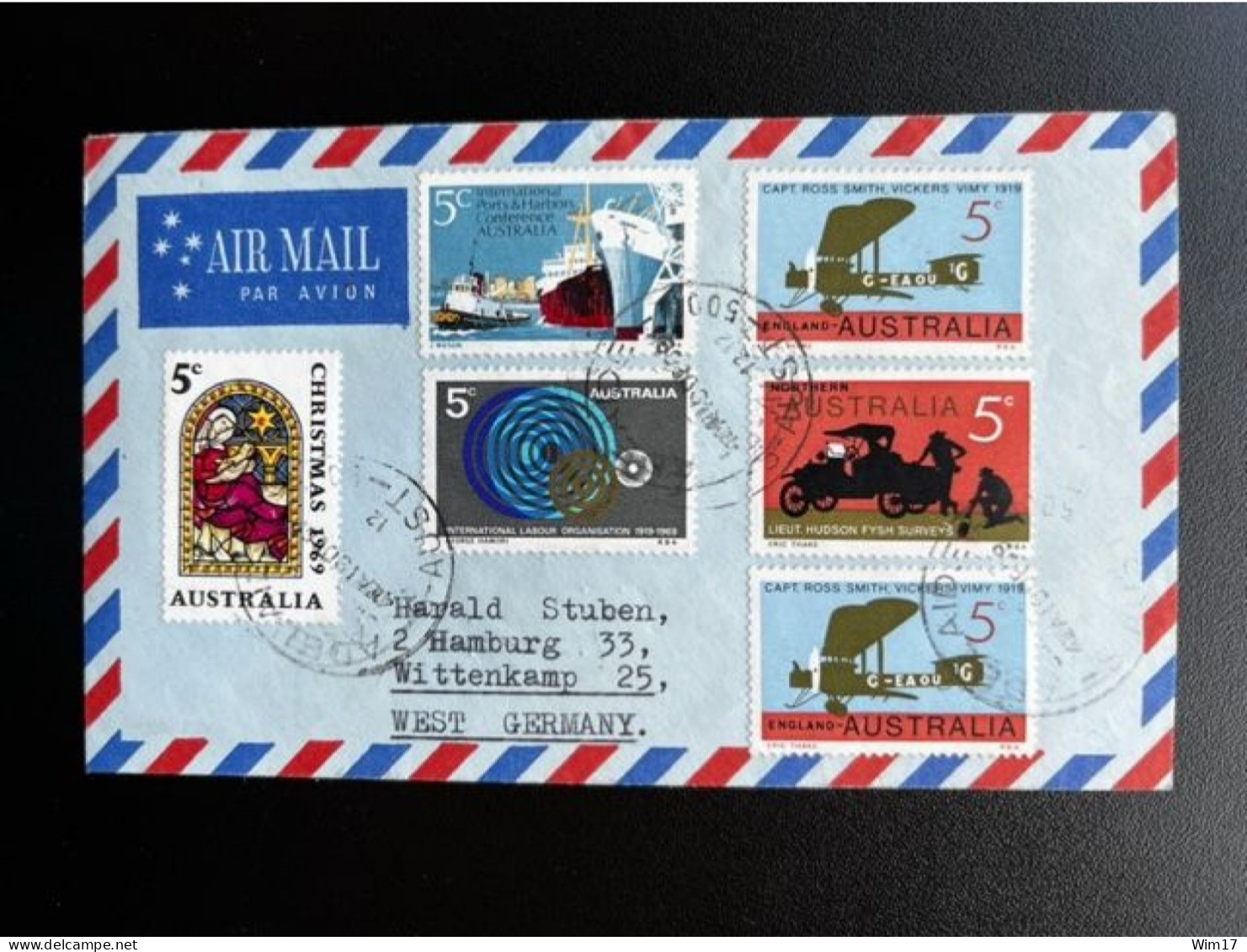 AUSTRALIA 1969 AIR MAIL LETTER ADELAIDE TO HAMBURG 19-12-1969 AUSTRALIE - Cartas & Documentos