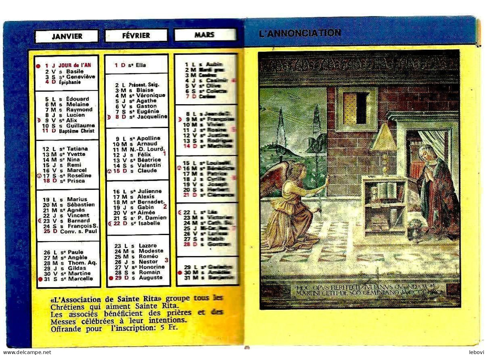 Calendrier De Poche 1976 « Ste Rita Veille Sur Nous » Sous Forme De Livret (4 Doubles Pages Illustrées De 3 Mois) - Grand Format : 1971-80