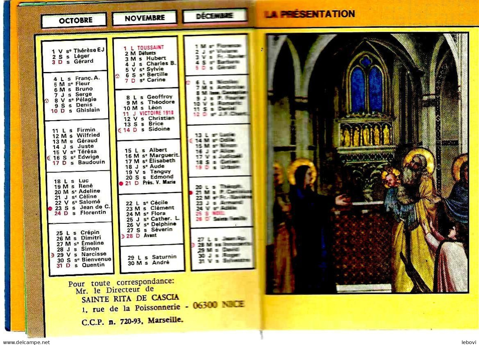 Calendrier De Poche 1976 « Ste Rita Veille Sur Nous » Sous Forme De Livret (4 Doubles Pages Illustrées De 3 Mois) - Tamaño Grande : 1971-80