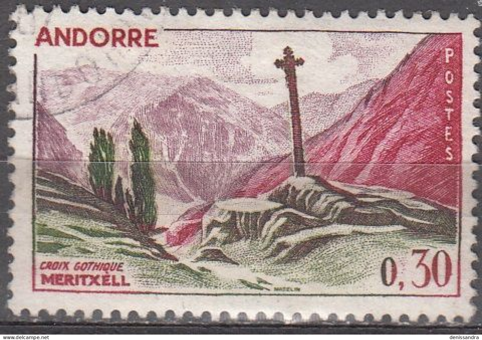 Andorre Français 1961 Michel 169 O Cote (2008) 0.65 € Croix Gothique De Meritxell Cachet Rond - Used Stamps