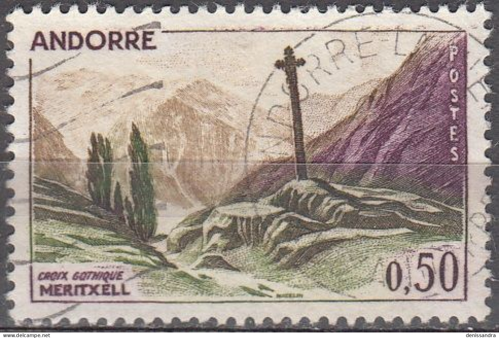 Andorre Français 1961 Michel 171 O Cote (2008) 1.50 € Croix Gothique De Meritxell Cachet Rond - Usados