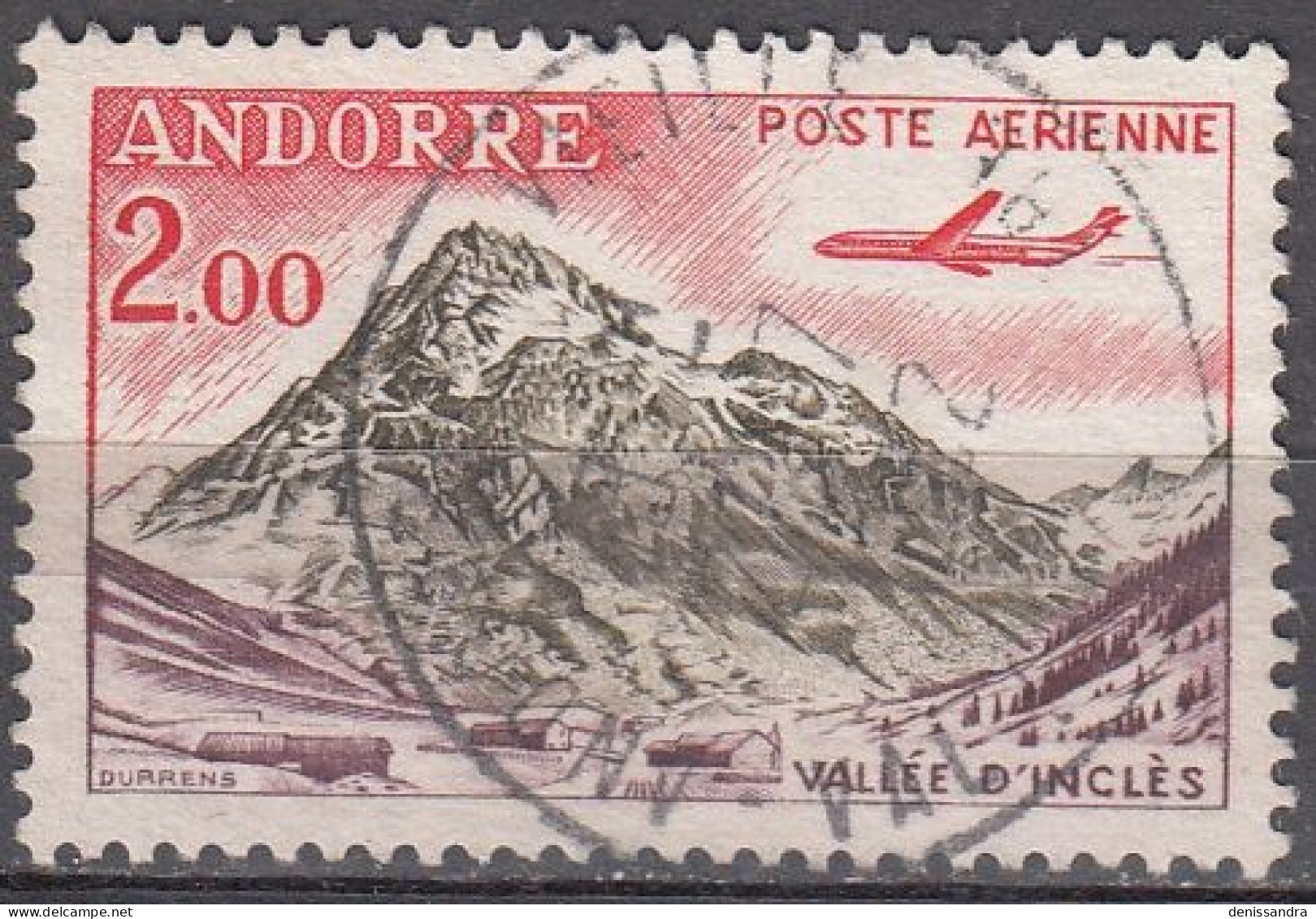 Andorre Français 1961 Michel 175 O Cote (2008) 1.00 € Vallée D'Inclès Caravelle Cachet Rond - Used Stamps