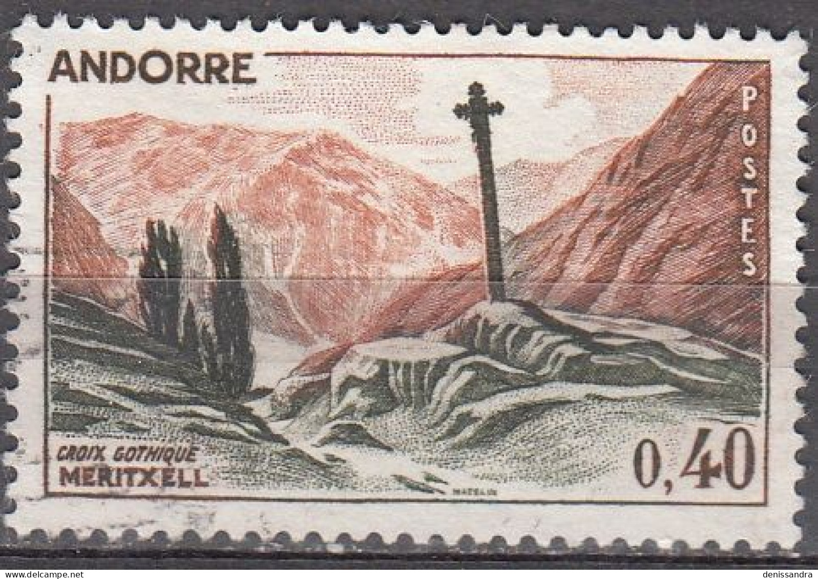 Andorre Français 1965 Michel 191 O Cote (2008) 0.80 € Croix Gothique De Meritxell Cachet Rond - Used Stamps