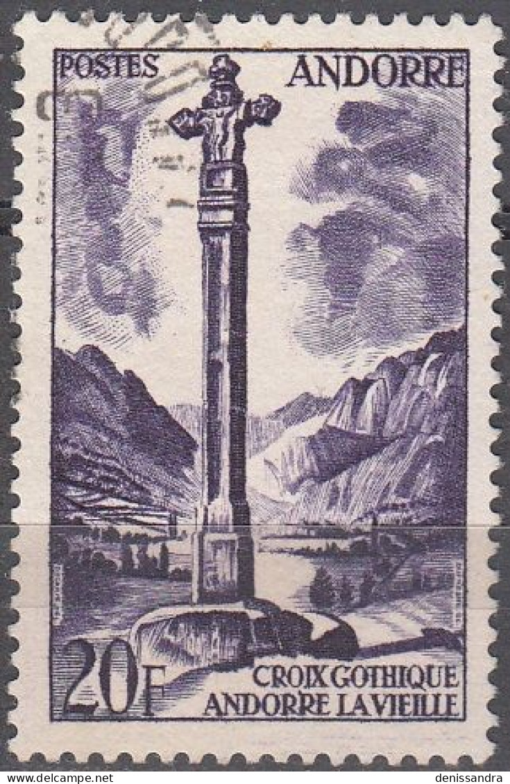 Andorre Français 1955 Michel 152 O Cote (2008) 2.30 € Andorre-la-Vieille Croix Gothique Cachet Rond - Used Stamps