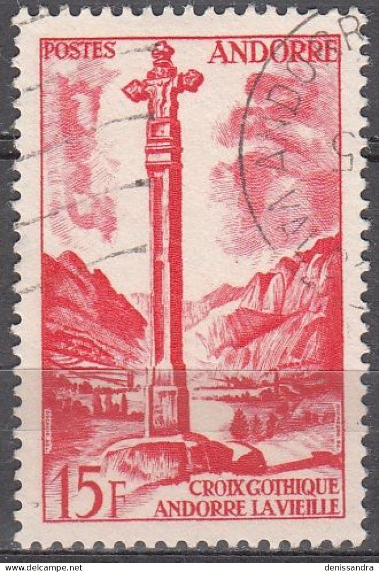 Andorre Français 1955 Michel 150 O Cote (2008) 1.25 € Andorre-la-Vieille Croix Gothique Cachet Rond - Oblitérés