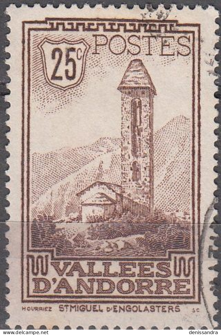 Andorre Français 1932 Michel 31 O Cote (2008) 6.10 € Chapelle De Saint-Miguel D'Engolasters Cachet Rond - Used Stamps
