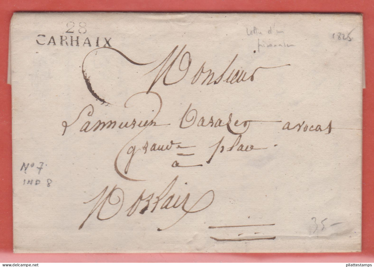 FRANCE LETTRE DE 1825 DE CARHAIX POUR MORLAIX - Non Classificati