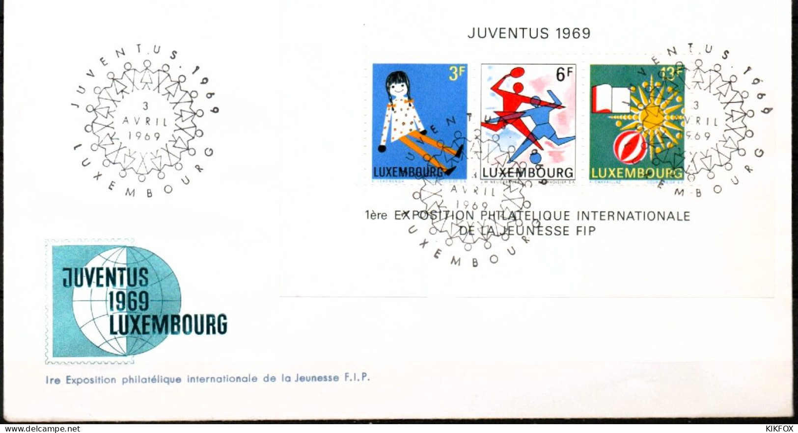 Luxembourg , Luxemburg ,1969, MI 785 - 787, BF 8,  JUVENTUS 1969, ESST , SONDERSTEMPEL - Briefe U. Dokumente