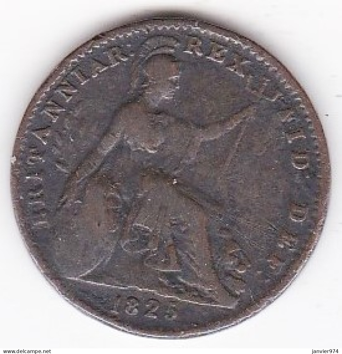 Grande-Bretagne. 1 Farthing 1825 . George IIII . En Cuivre, KM# 677 - B. 1 Farthing