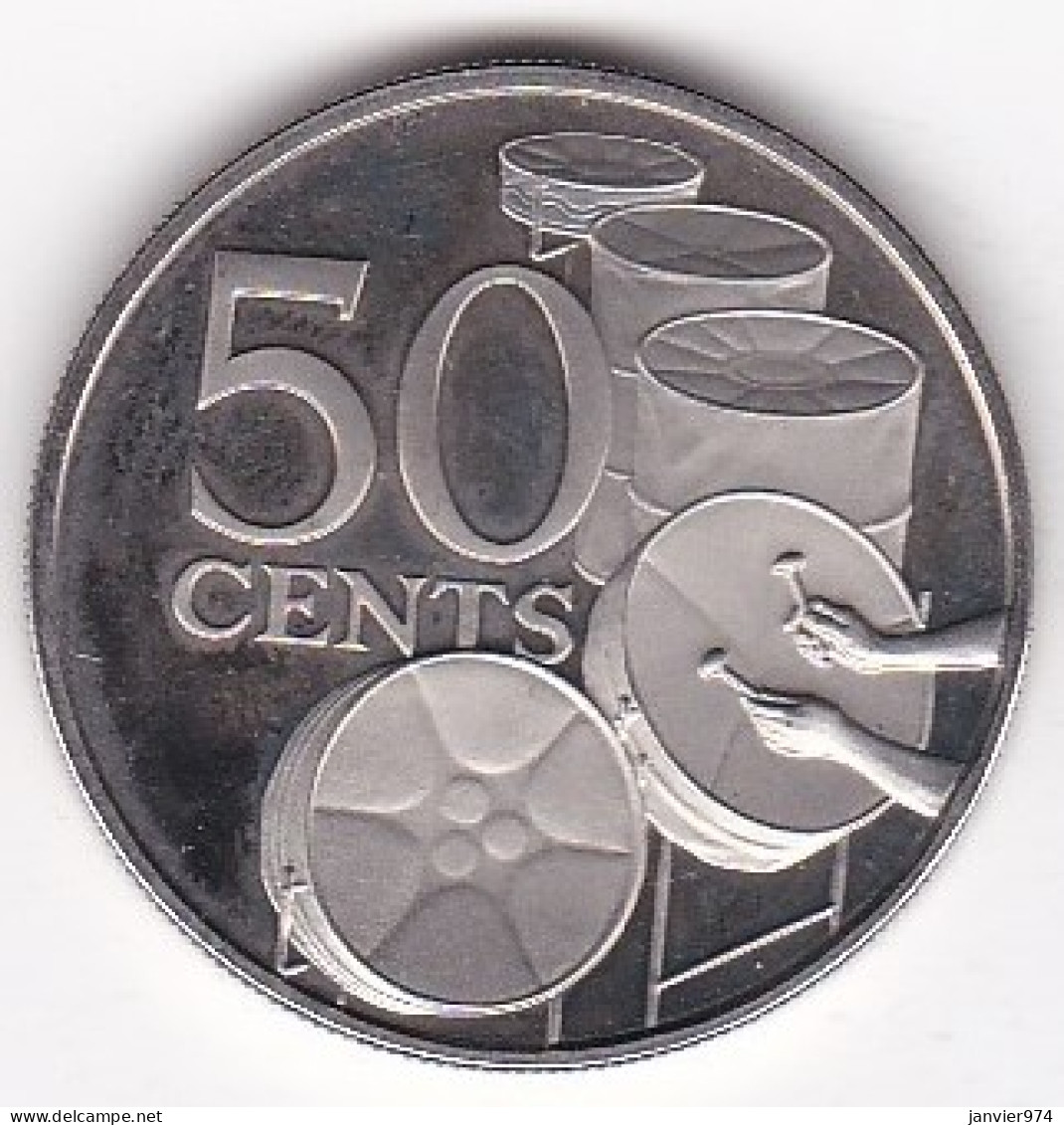 Trinidad And Tobago 50 Cents 1975 Tambours, Elizabeth II , En Cupronickel, KM# 22, En SUP/XF - Trinidad & Tobago