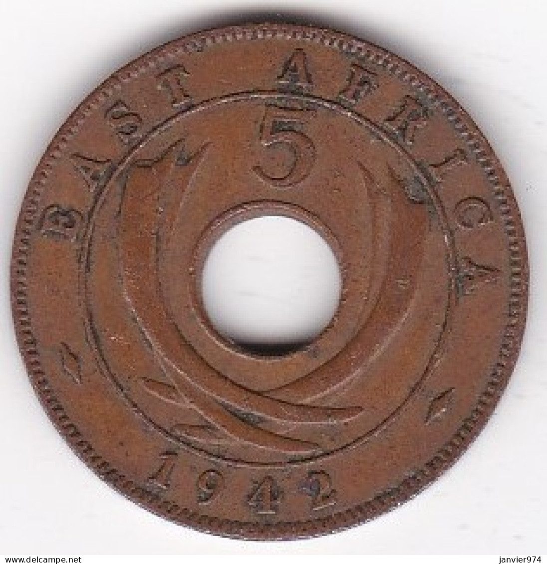 East Africa 5 Cents 1942 George VI, En Bronze , KM# 25 - British Colony