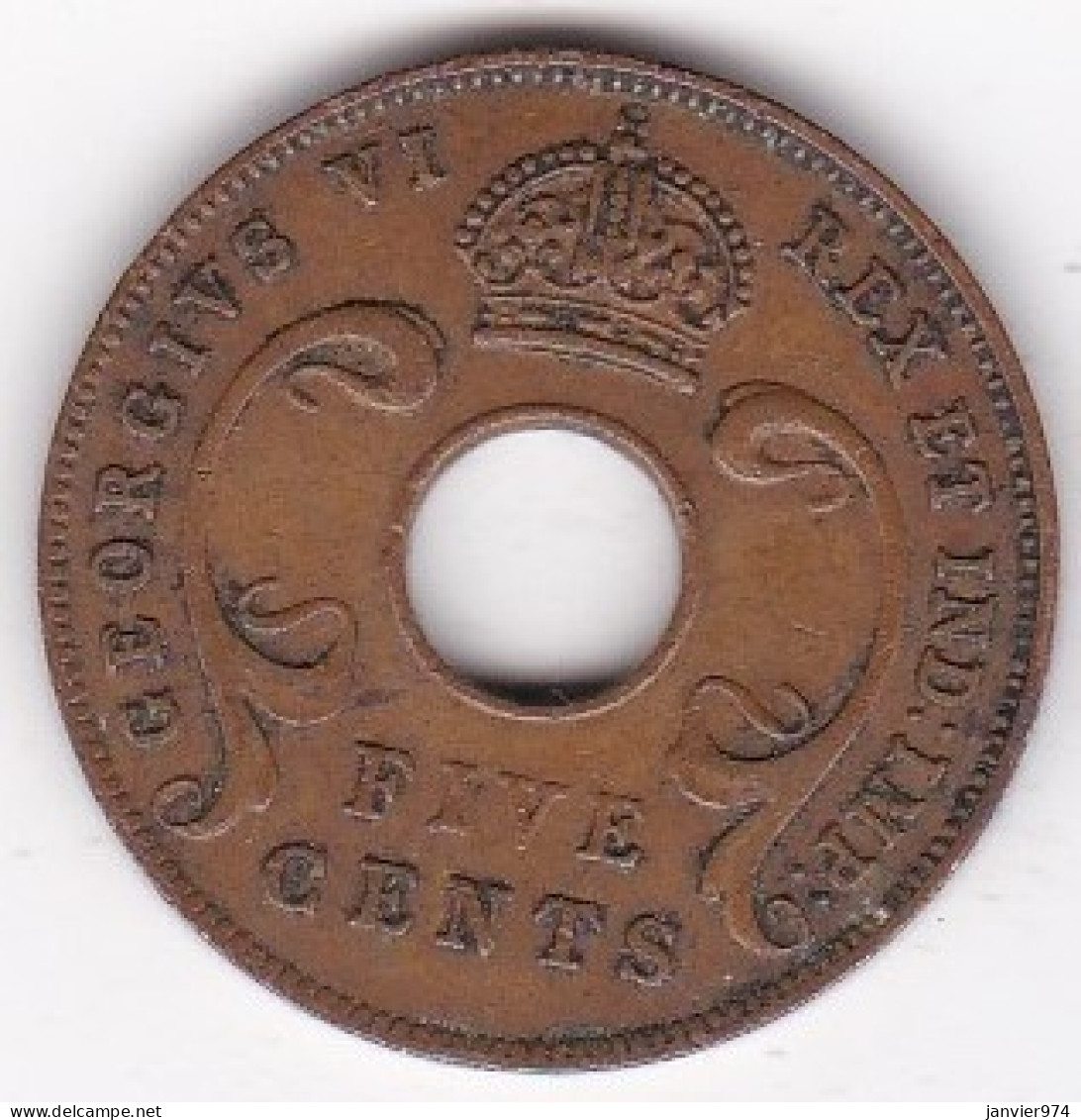 East Africa 5 Cents 1942 George VI, En Bronze , KM# 25 - Colonia Británica