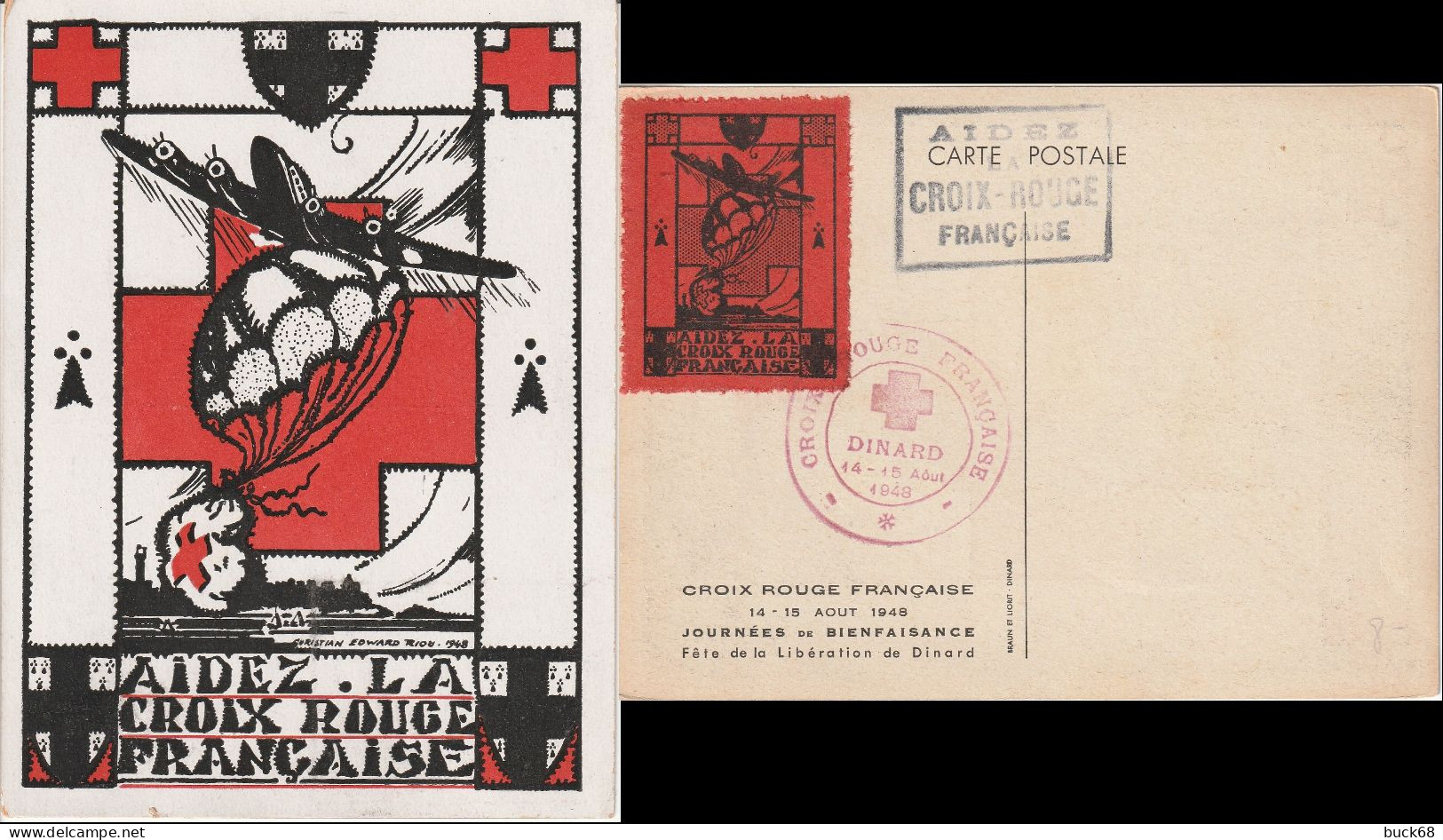 FRANCE Carte Postale (cindirella) Aidez La Croix-Rouge Française Fête De La Libération De Dinard 14 Et 15 Août 1948 - Rotes Kreuz