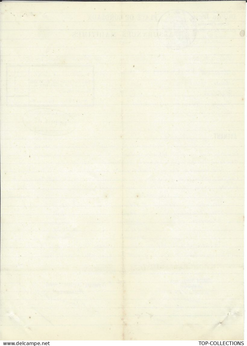 1880  NAVIGATION ASSURANCES MARITIMES Bordeaux Pour  Cayenne  Guyane CARGAISON Navire Coq  Avec  3 Assureurs - 1800 – 1899