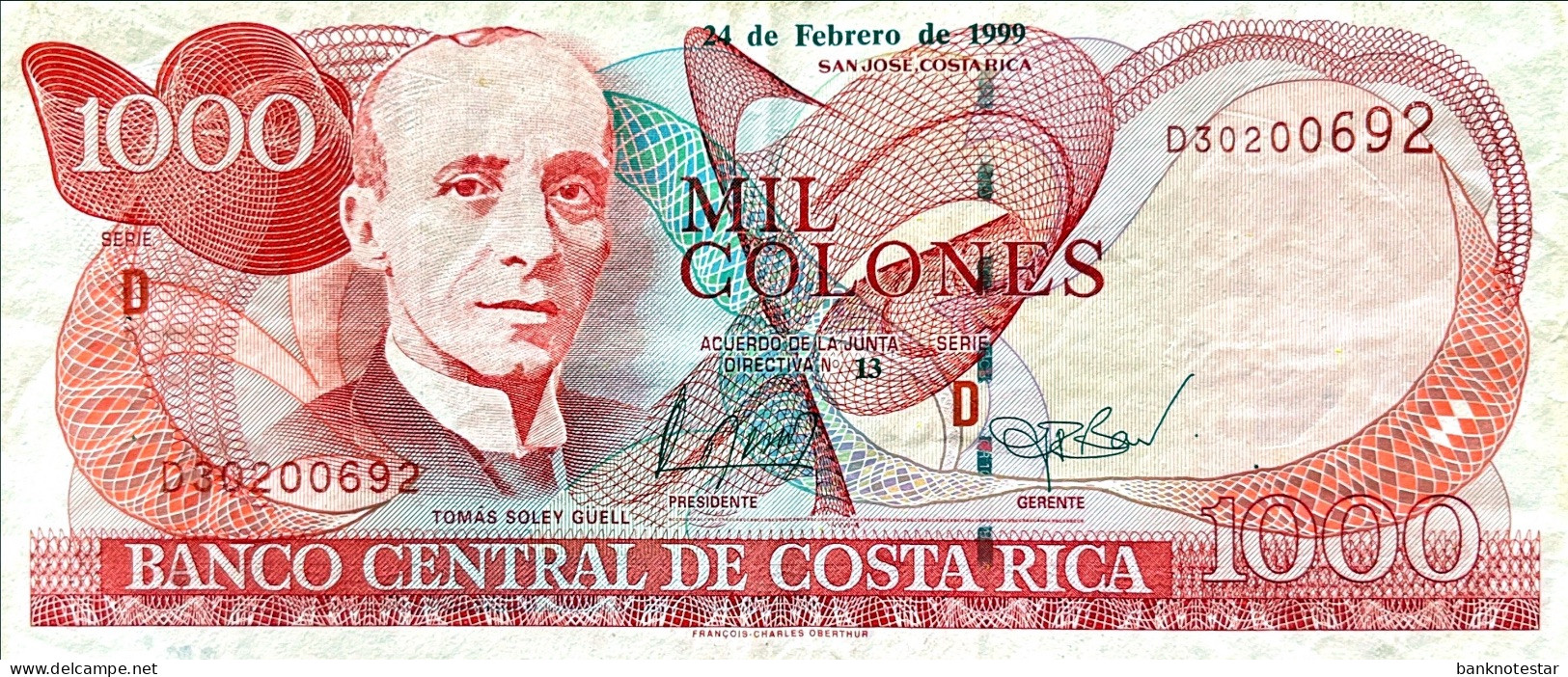 Costa Rica 1.000 Colones, P-264 (22.2.1999) - Very Fine - Costa Rica