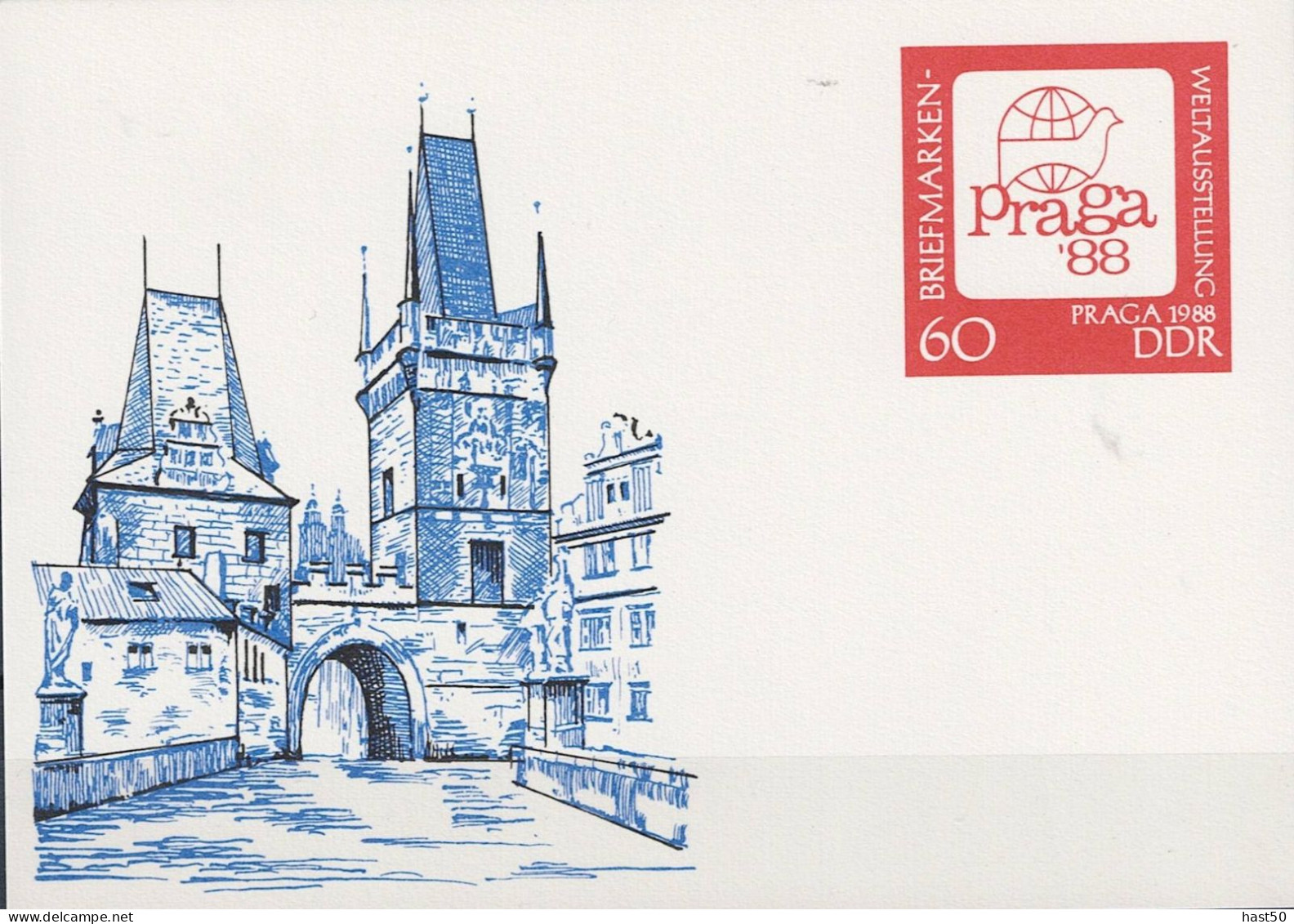 DDR GDR RDA - Sonderpostkarte PRAGA 1988 (MiNr: P 99) 1988 - Ungelaufen - Postkarten - Ungebraucht