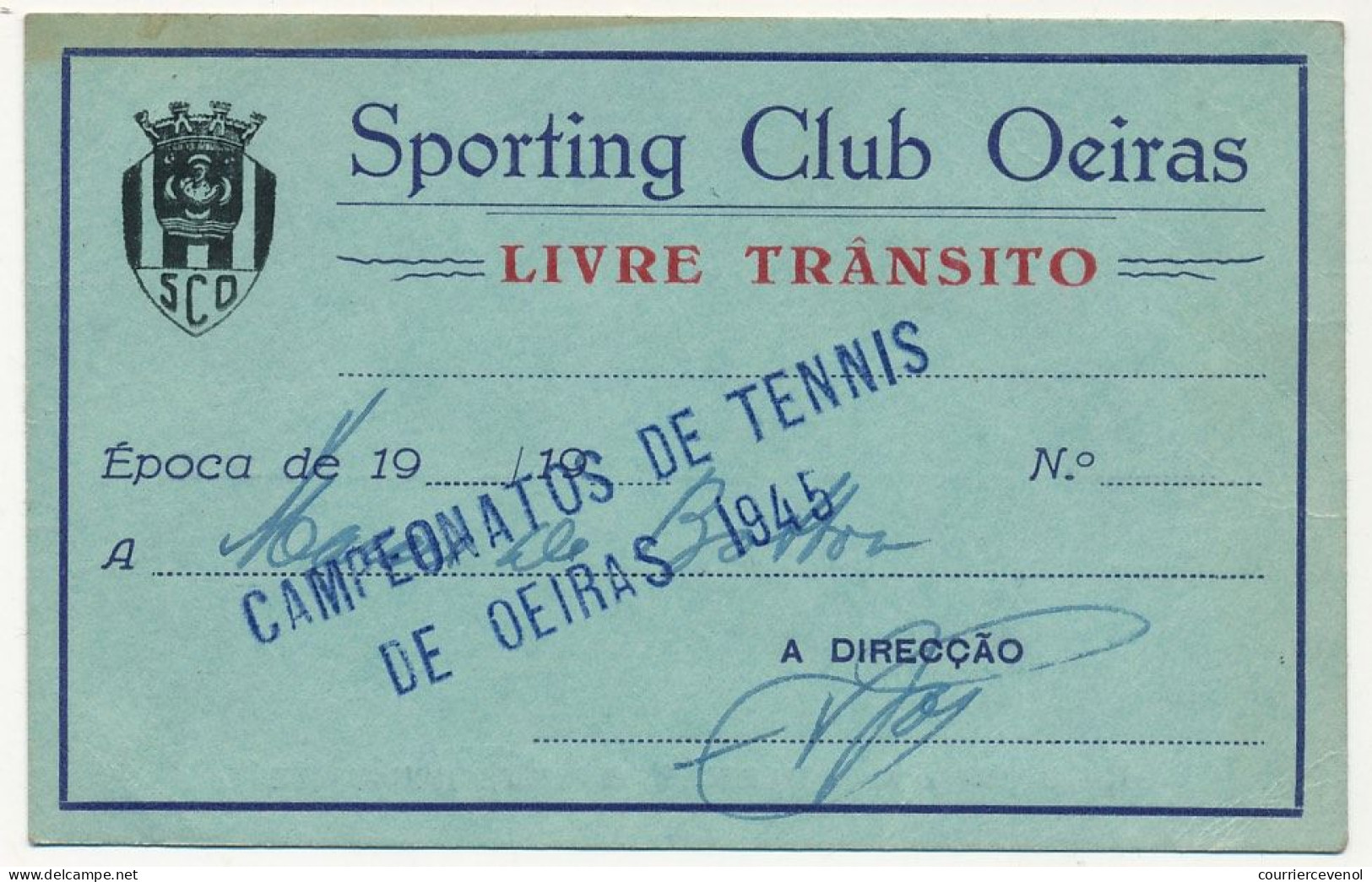 ESPAGNE - 2 Cartes Tennis Club Figueira Da Foz Et Sporting Club Oeiras - 1945 - Altri & Non Classificati