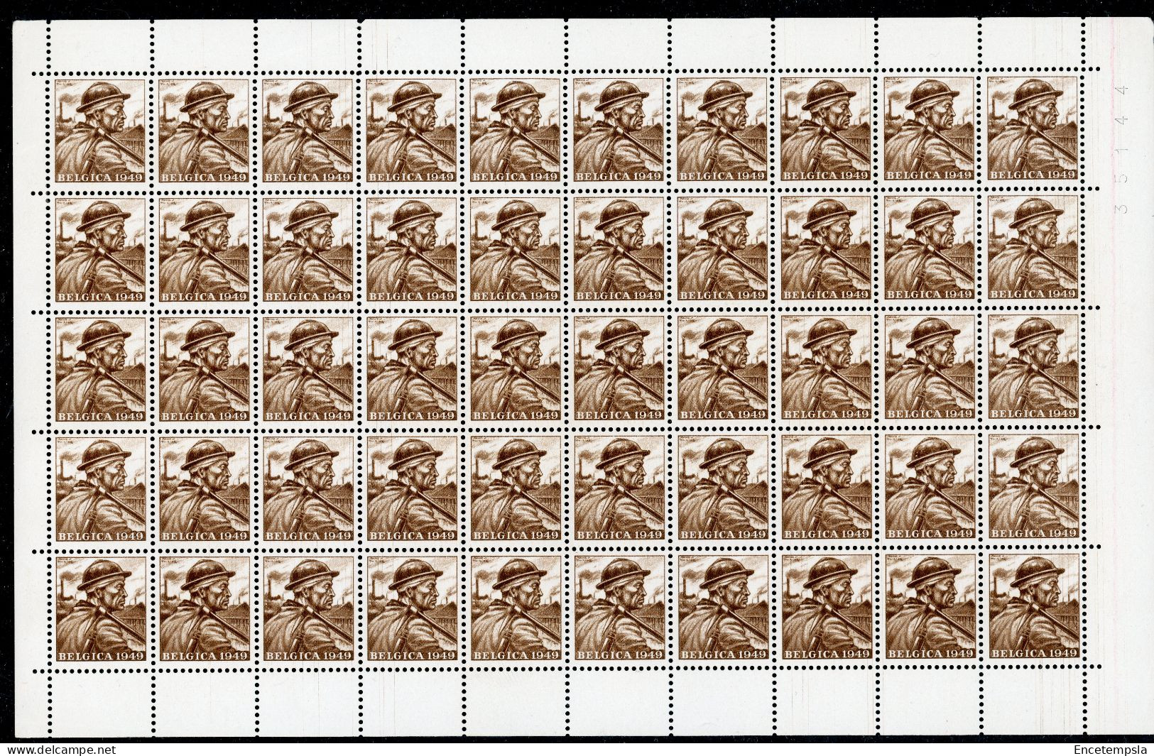 Timbre Belgique - Feuillet - Belgica 1949 - Mineur (LC15OK) - 1931-1950