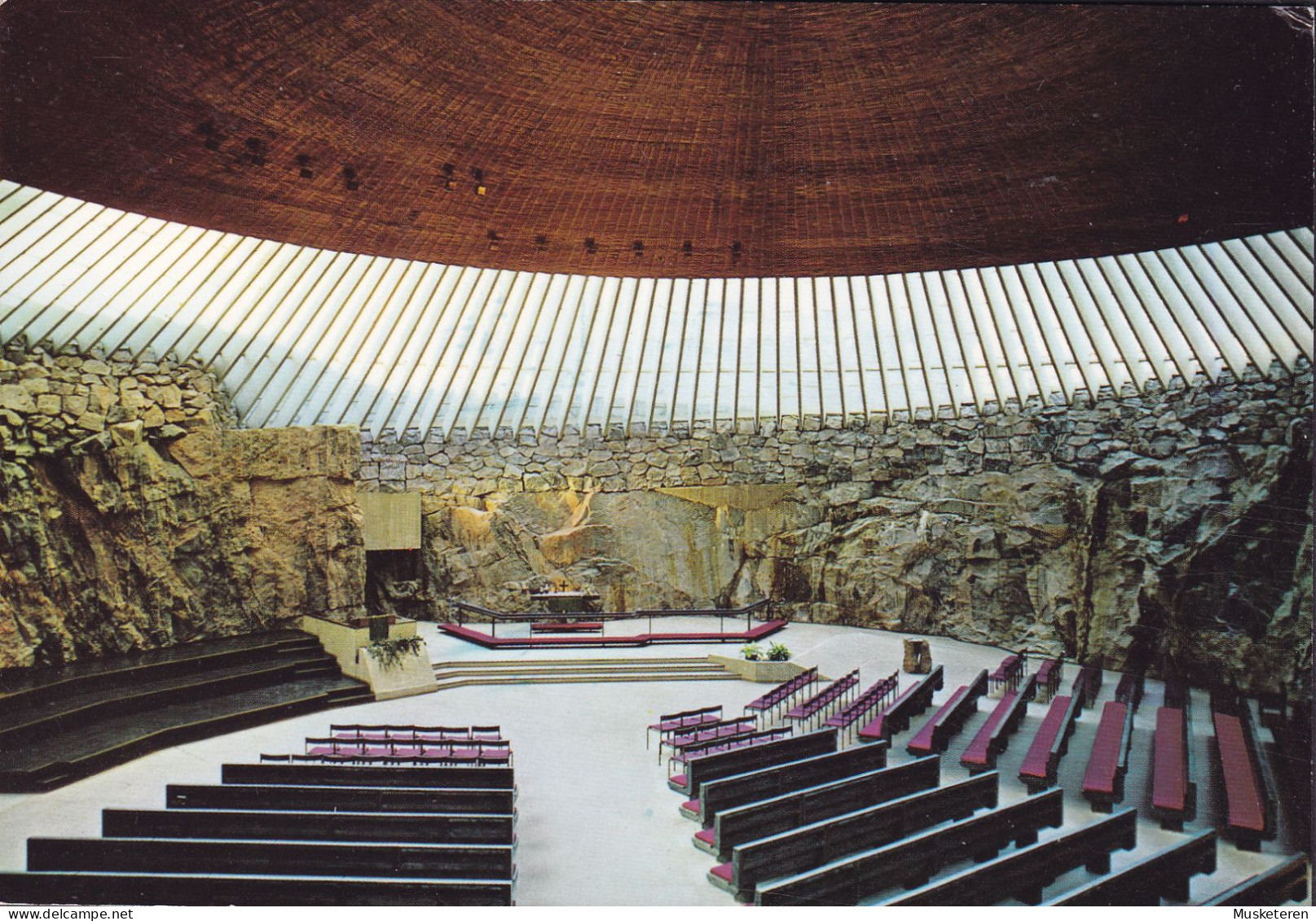 Finland PPC Temppeliaukio Church Kirche Sonderstempel 'City Marathon' HELSINKI Helsingfors 1986 Denmark Europa CEPT Seal - Brieven En Documenten