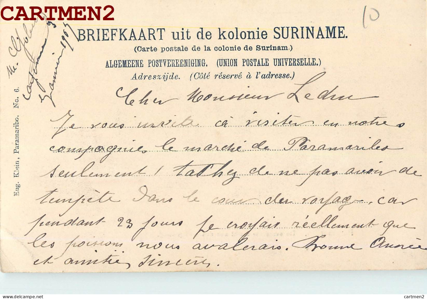 SURINAM PARAMARIBO DE OVERDEKTE MARKT AAN DEN HEILIGENWEG 1900 - Suriname