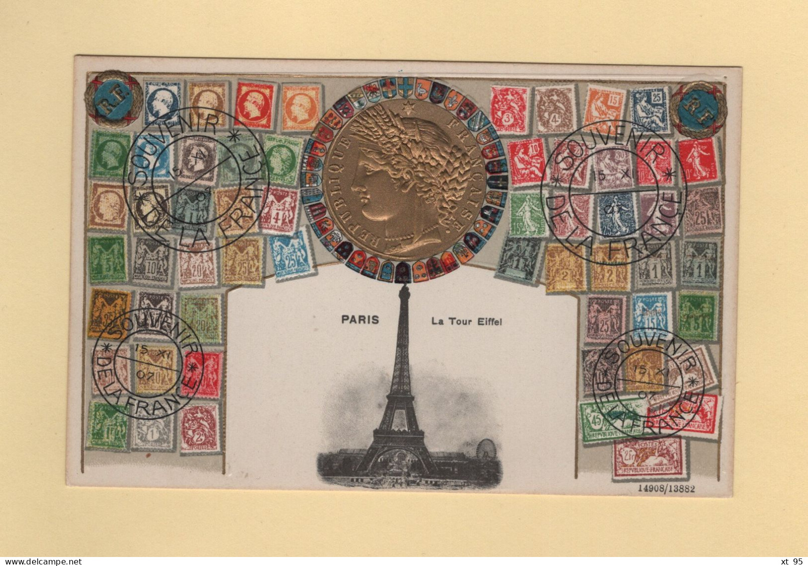 Timbres - Souvenir De La France - Paris - La Tour Eiffel - Carte Gauffree - Stamps (pictures)