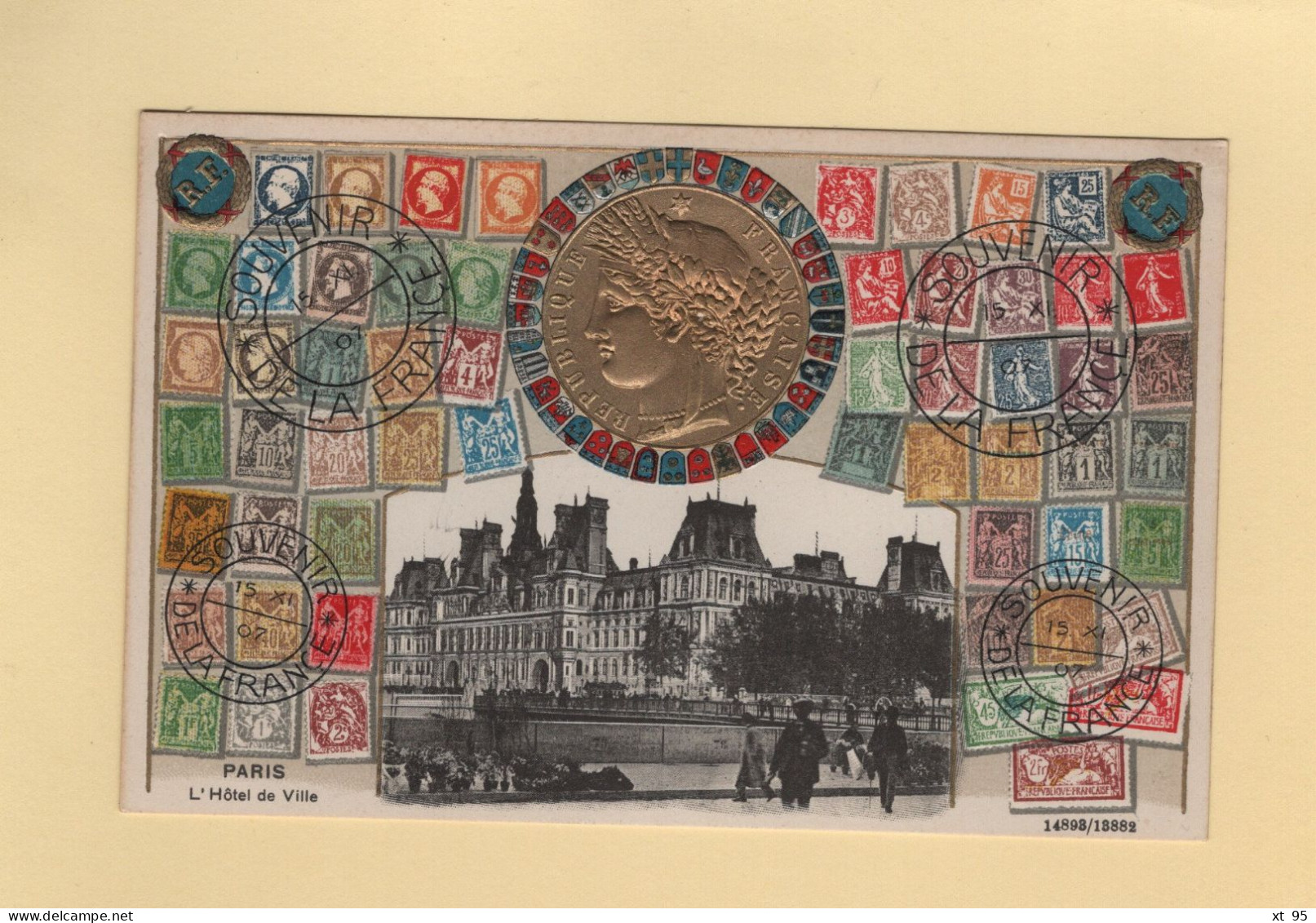 Timbres - Souvenir De La France - Paris - L'Hotel De Ville - Carte Gauffree - Stamps (pictures)