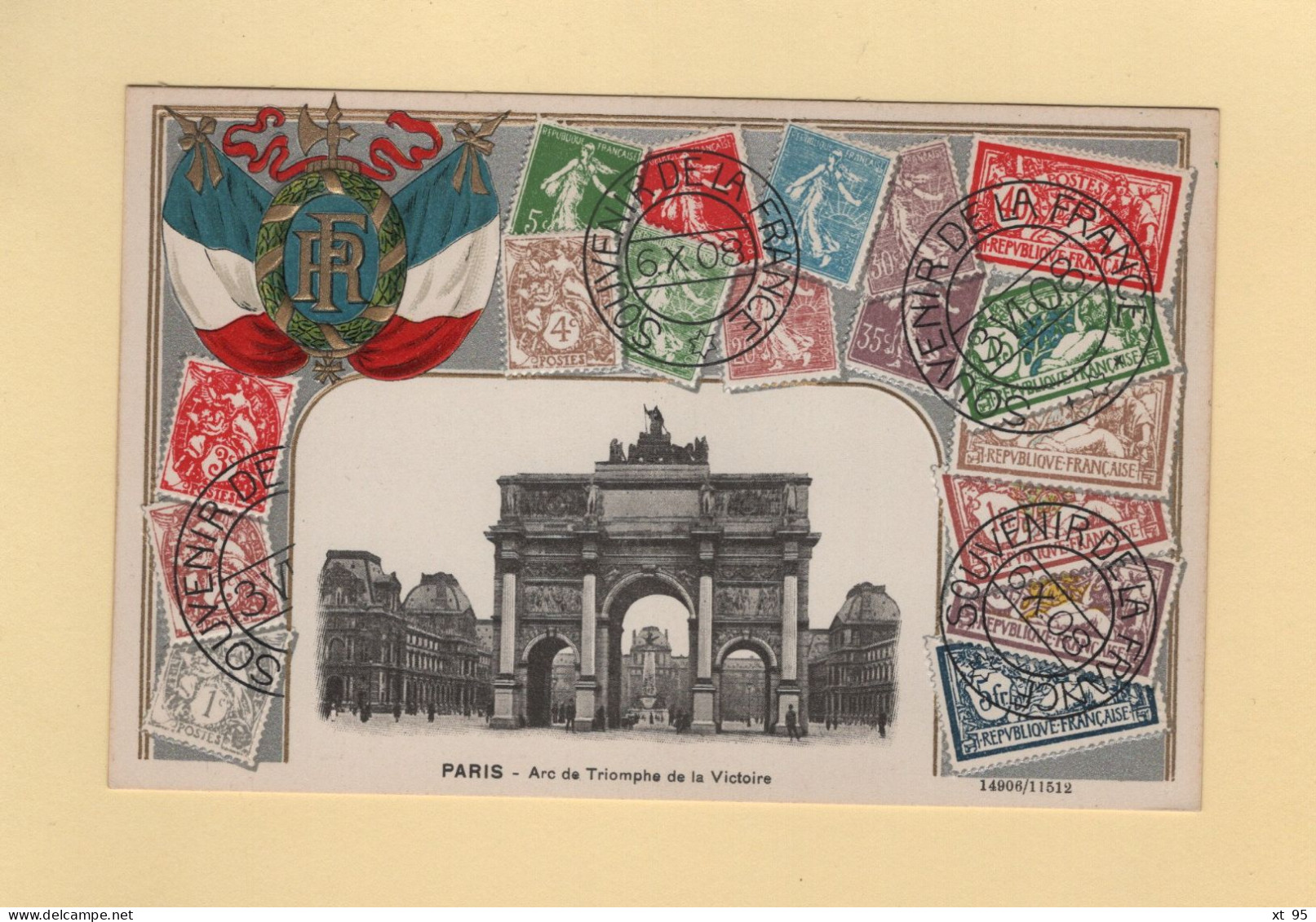 Timbres - Souvenir De La France - Paris - Arc De Triophe De La Victoire - Carte Gauffree - Stamps (pictures)