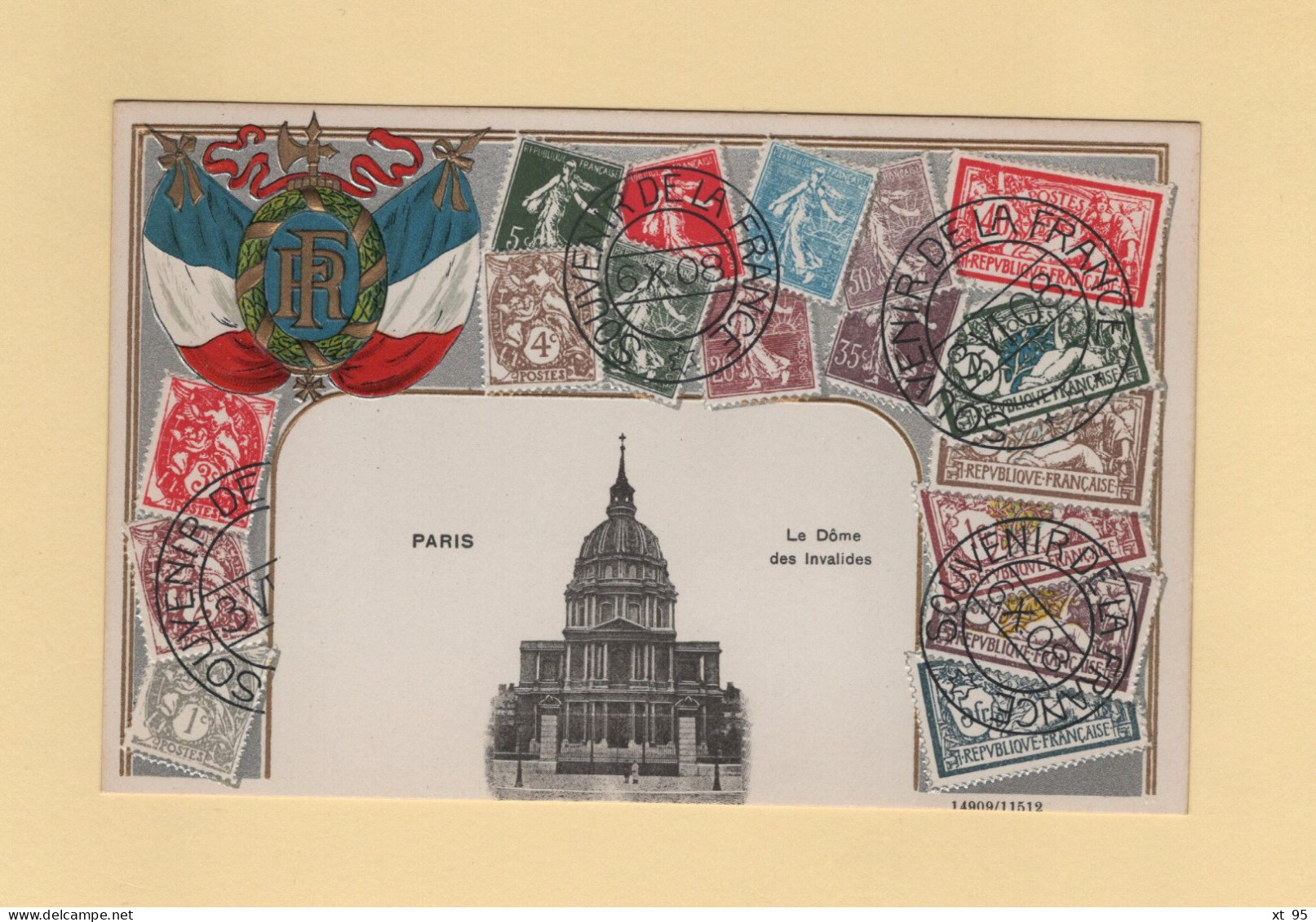 Timbres - Souvenir De La France - Paris - Le Dome Des Invalides - Carte Gauffree - Stamps (pictures)
