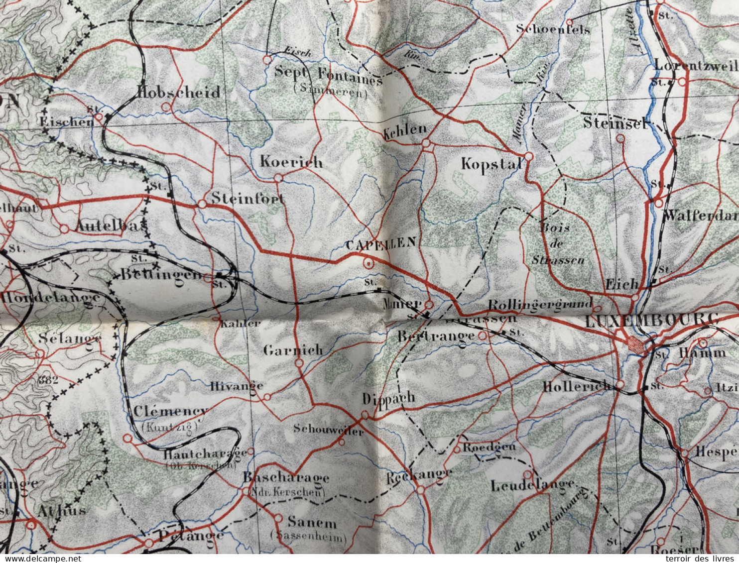 Carte état Major 1884 LONGWY LUXEMBOURG ARLON BASTOGNE VIRTON TRIER 70,5x48cm  Partie France SIERCK LES BAINS à FLASSIGN - Cartes Géographiques