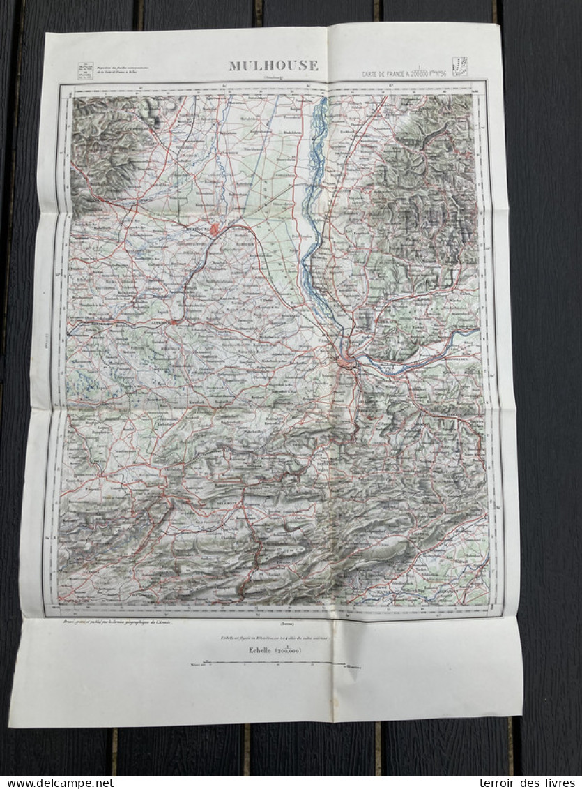 Carte état Major 1888 MULHOUSE FERRETTE 37x55cm  SIERENTZ UFFHEIM  WALTENHEIM  BRINCKHEIM BARTENHEIM  GEISPITZEN  STETTE - Cartes Géographiques