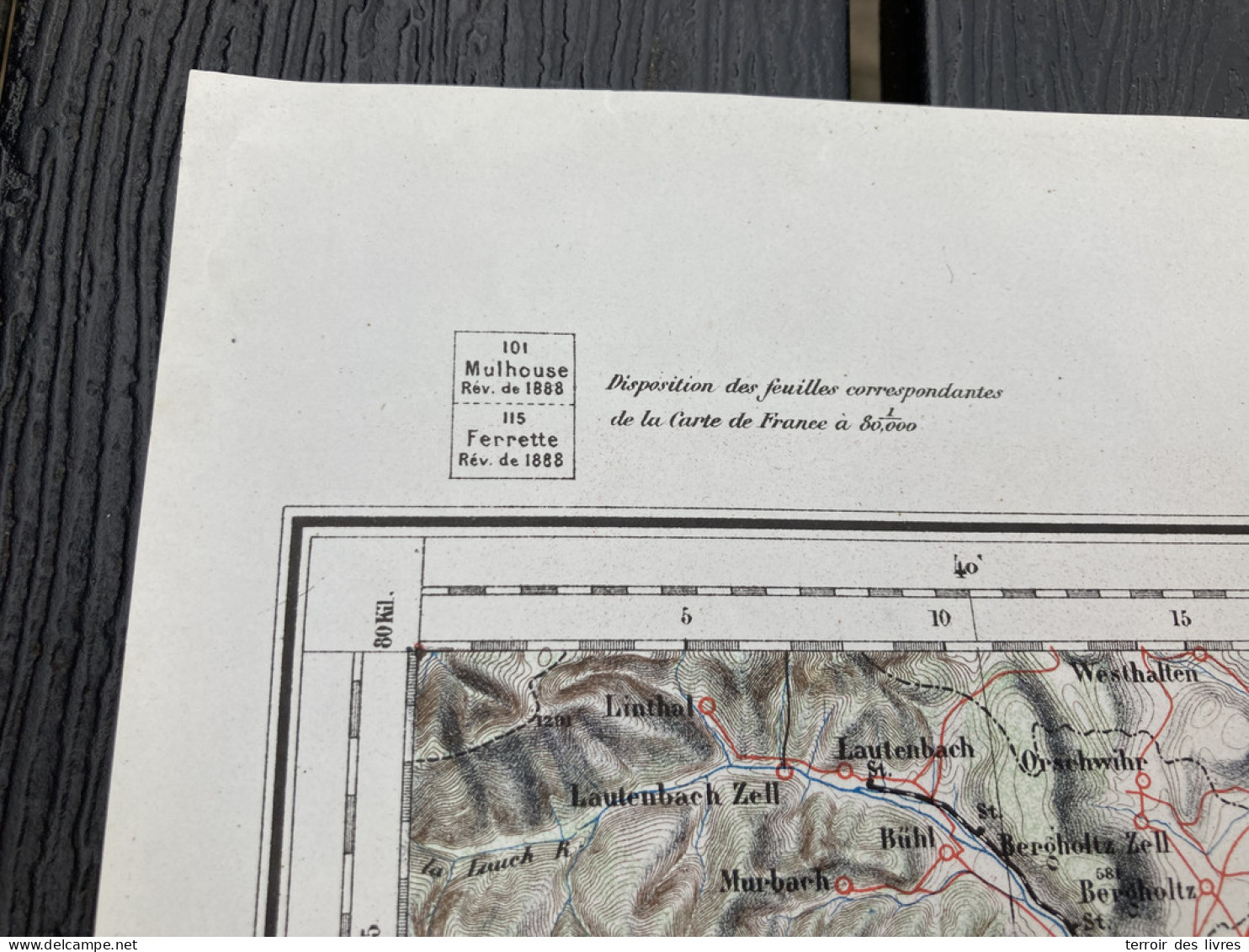 Carte état Major 1888 MULHOUSE FERRETTE 37x55cm  SIERENTZ UFFHEIM  WALTENHEIM  BRINCKHEIM BARTENHEIM  GEISPITZEN  STETTE - Cartes Géographiques