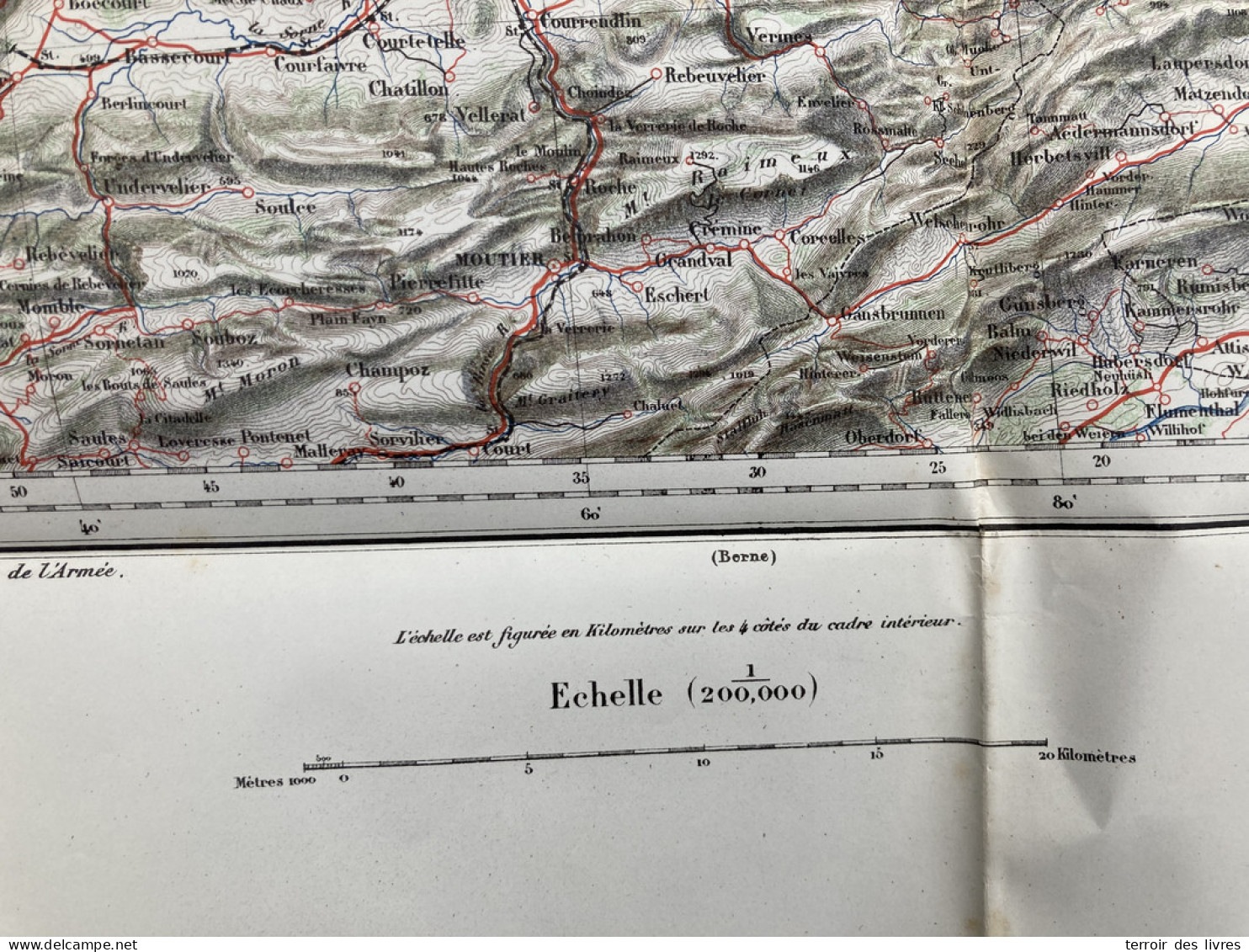 Carte état Major 1888 MULHOUSE FERRETTE 37x55cm  SIERENTZ UFFHEIM  WALTENHEIM  BRINCKHEIM BARTENHEIM  GEISPITZEN  STETTE - Cartes Géographiques