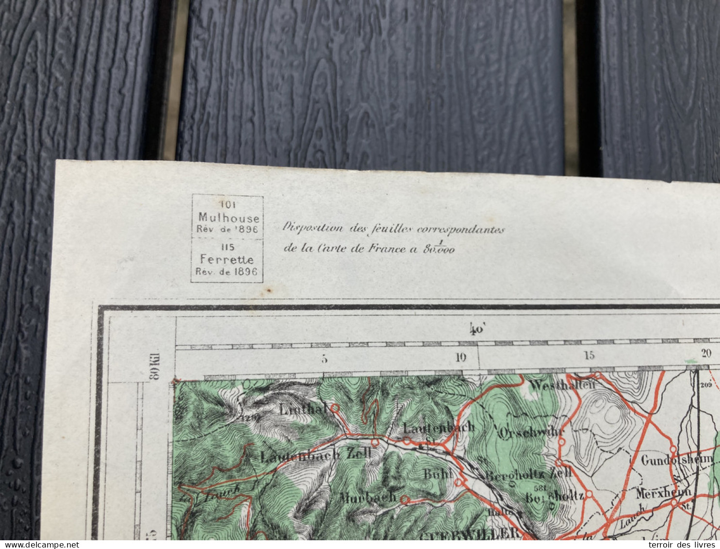 Carte état Major 1897 MULHOUSE FERRETTE 37x55cm  SIERENTZ UFFHEIM  WALTENHEIM  BRINCKHEIM BARTENHEIM  GEISPITZEN  STETTE - Cartes Géographiques