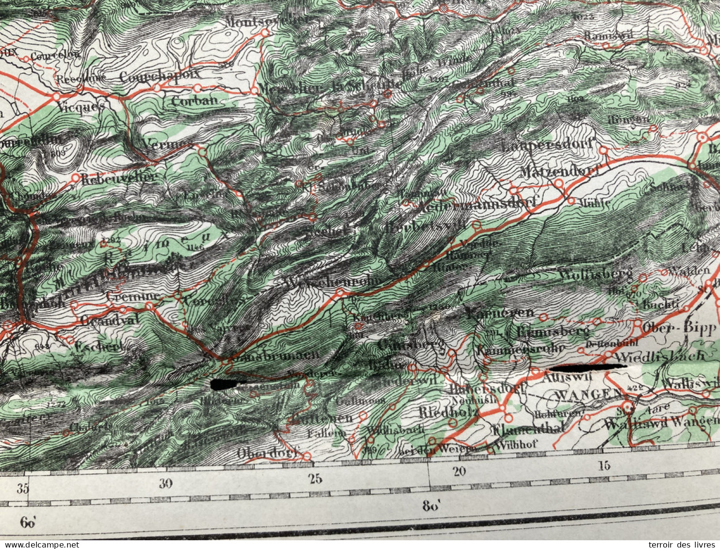 Carte état Major 1897 MULHOUSE FERRETTE 37x55cm  SIERENTZ UFFHEIM  WALTENHEIM  BRINCKHEIM BARTENHEIM  GEISPITZEN  STETTE - Cartes Géographiques