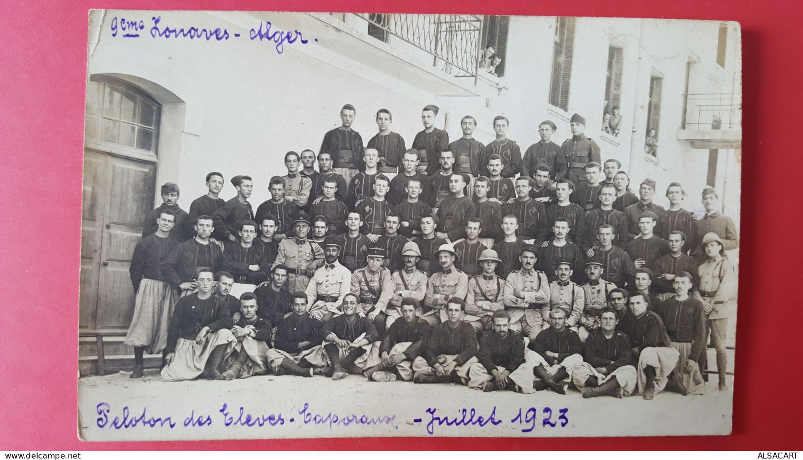 Carte Photo 9 Ieme Zouaves Alger , Militaires , Juillet 1923 , élèves Quaporaux - Beroepen