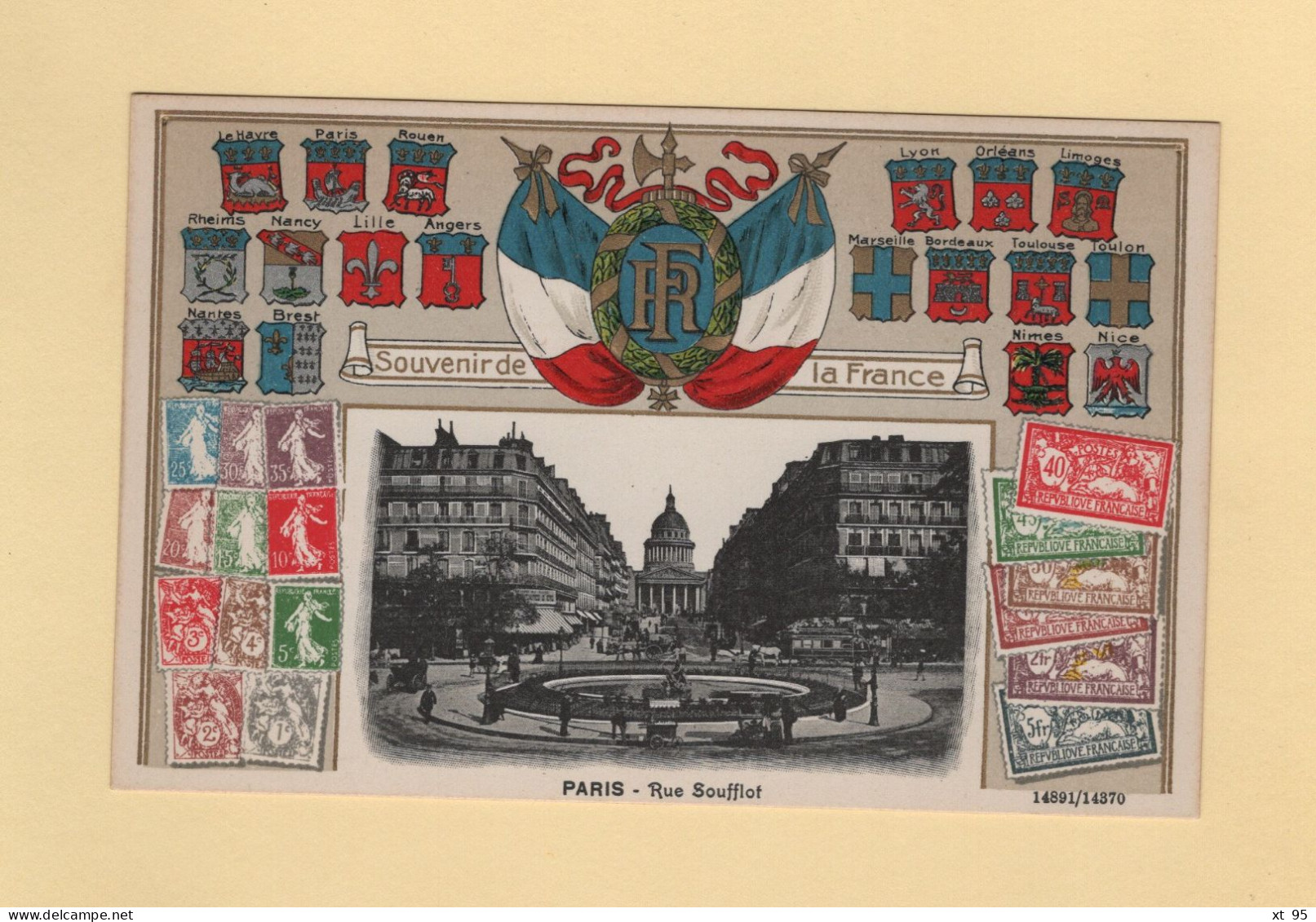 Timbres - Souvenir De La France - Paris - Rue Soufflot - Carte Gauffree - Briefmarken (Abbildungen)