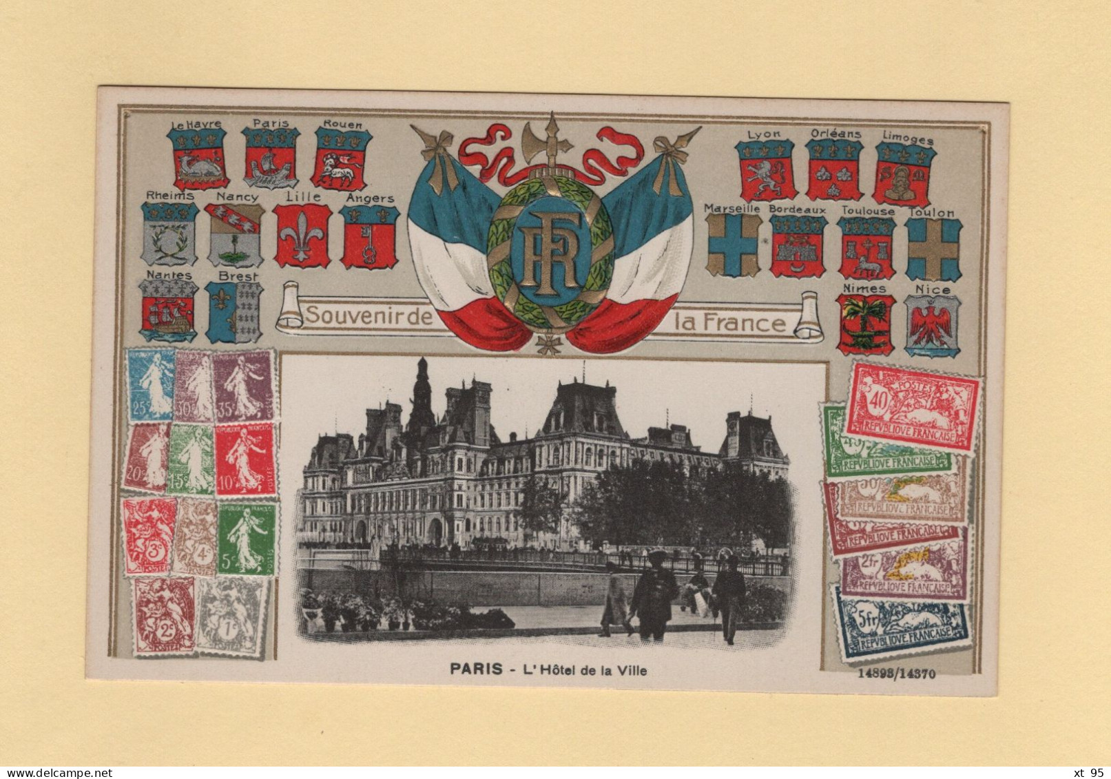 Timbres - Souvenir De La France - Paris - L'Hotel De Ville - Carte Gauffree - Briefmarken (Abbildungen)