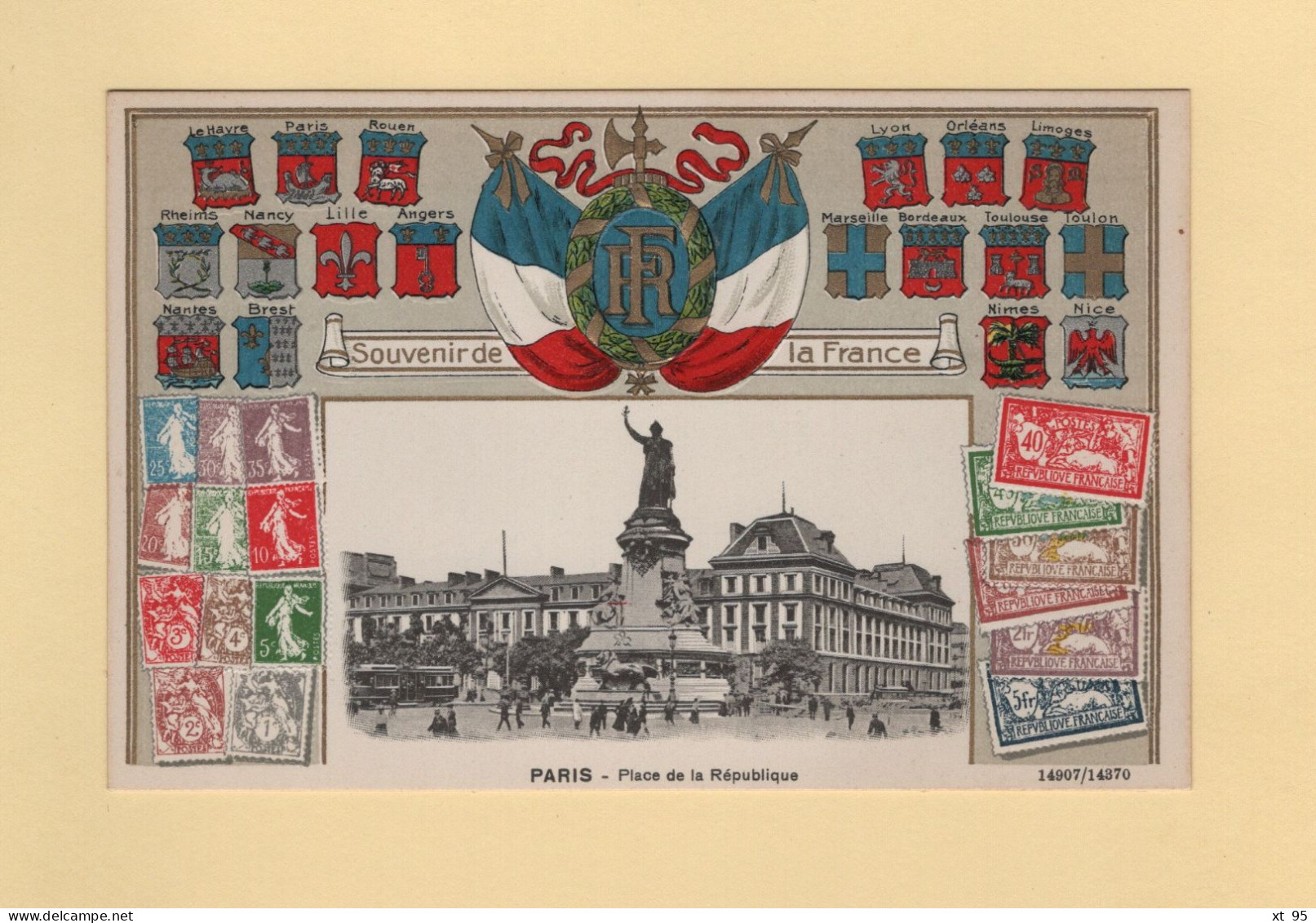 Timbres - Souvenir De La France - Paris - Place De La Republique - Carte Gauffree - Postzegels (afbeeldingen)