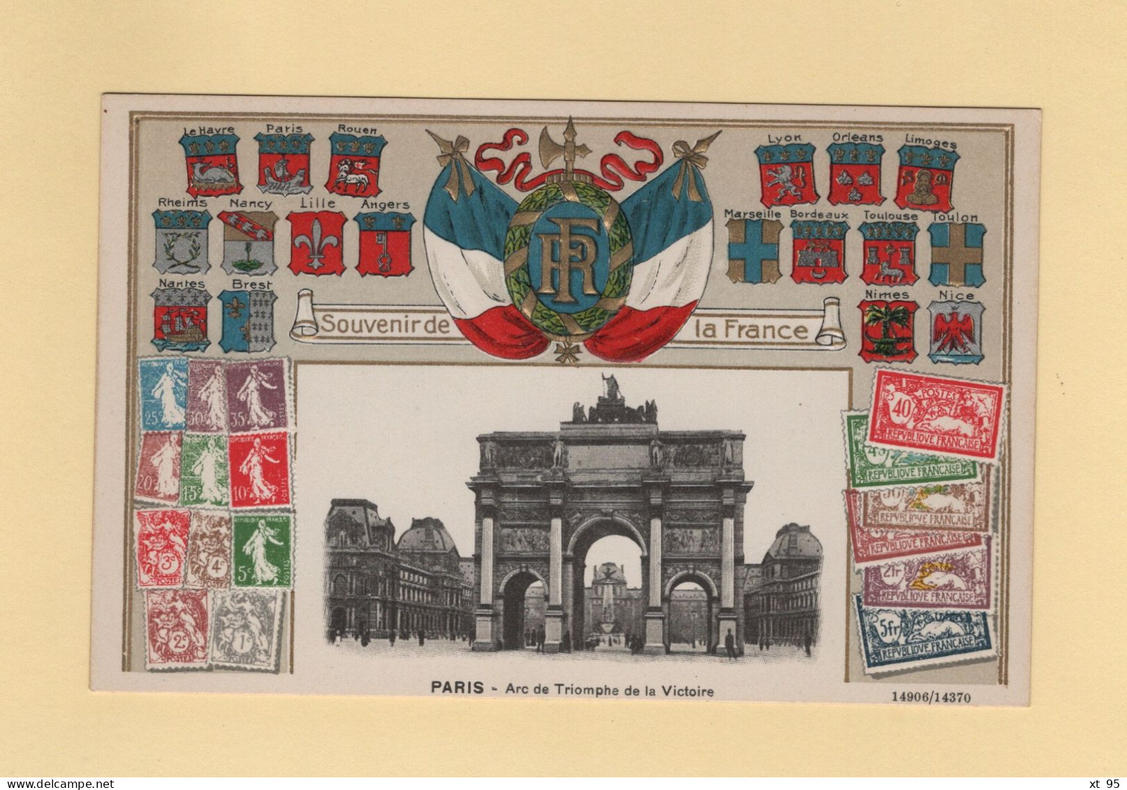 Timbres - Souvenir De La France - Paris - Arc De Triophe De La Victoire - Carte Gauffree - Stamps (pictures)