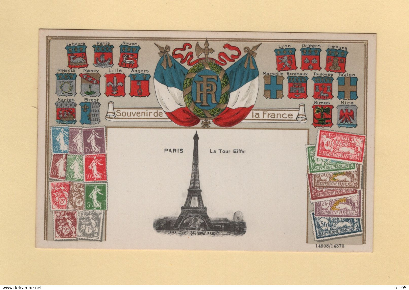 Timbres - Souvenir De La France - Paris - La Tour Eiffel - Carte Gauffree - Postzegels (afbeeldingen)