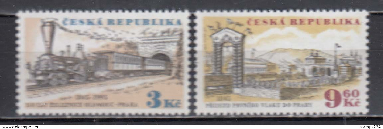 Czech Rep. 1995 - Trains: 150 Years Of Railway Connection Olomuz-Prague, Mi-Nr. 81/82, MNH** - Unused Stamps